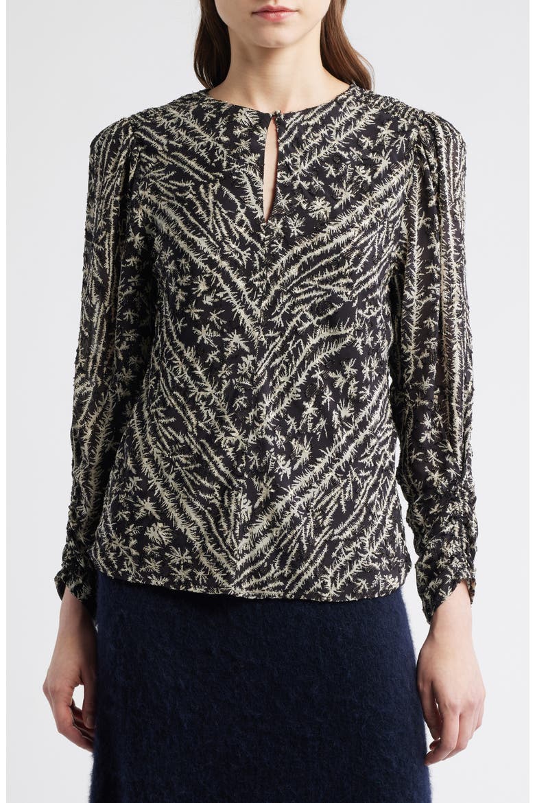 Bilimi Keyhole Long Sleeve Top, Alternate, color, BLACK