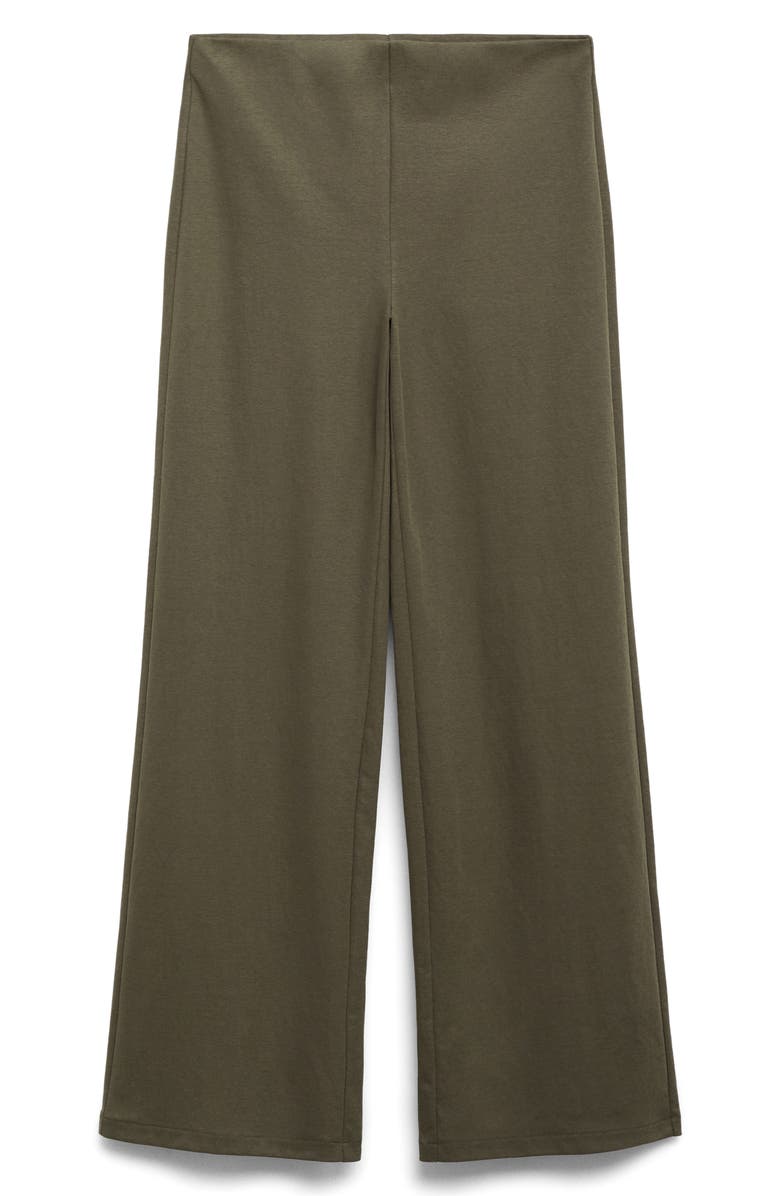 MANGO Straight Fit Pants with Elastic Waist, Alternate, color, Khaki Green