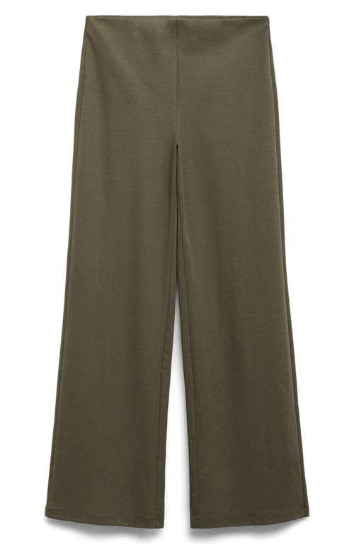 Mango Straight Fit Pants With Elastic Waist In Green