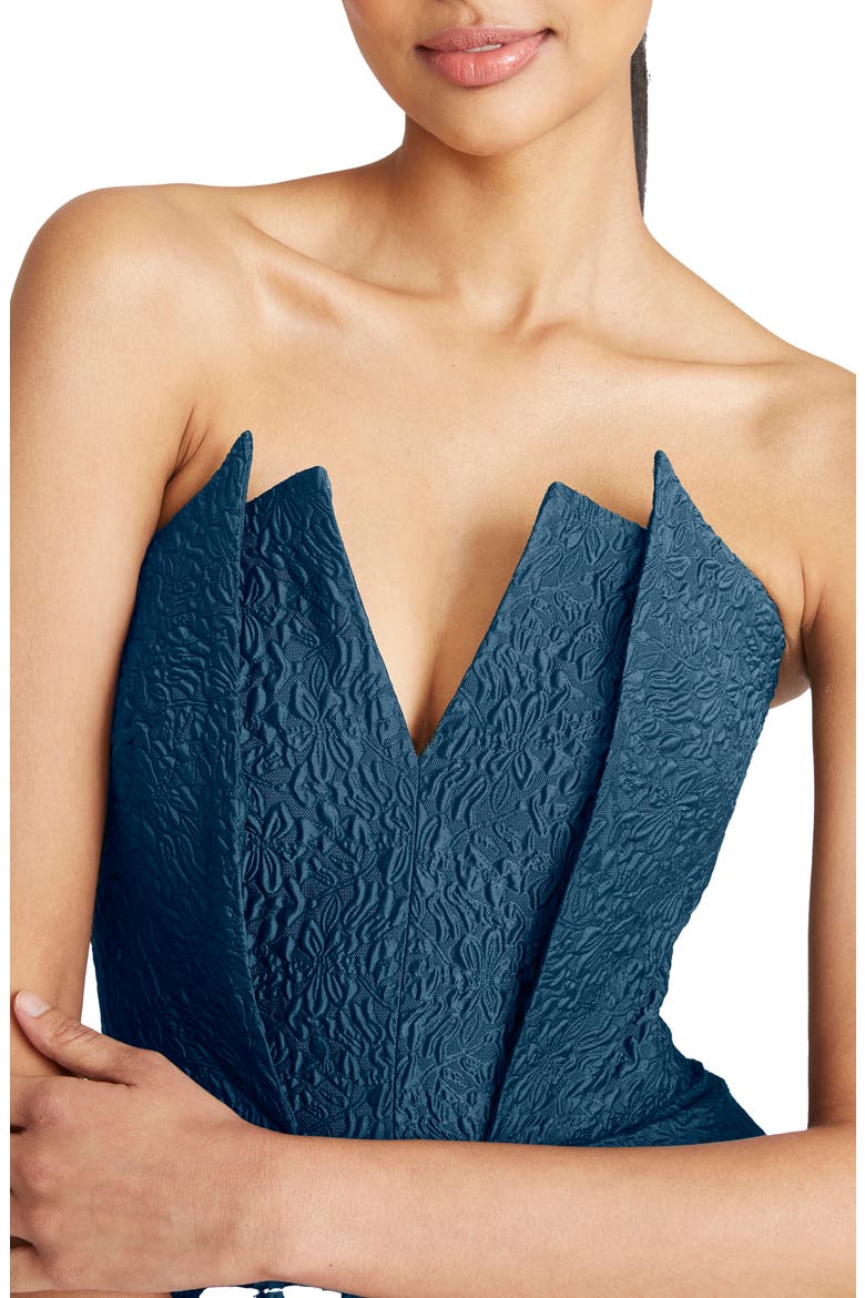 Imogen Texture Strapless High-Low Gown, Alternate, color, MOROCCAN BLUE