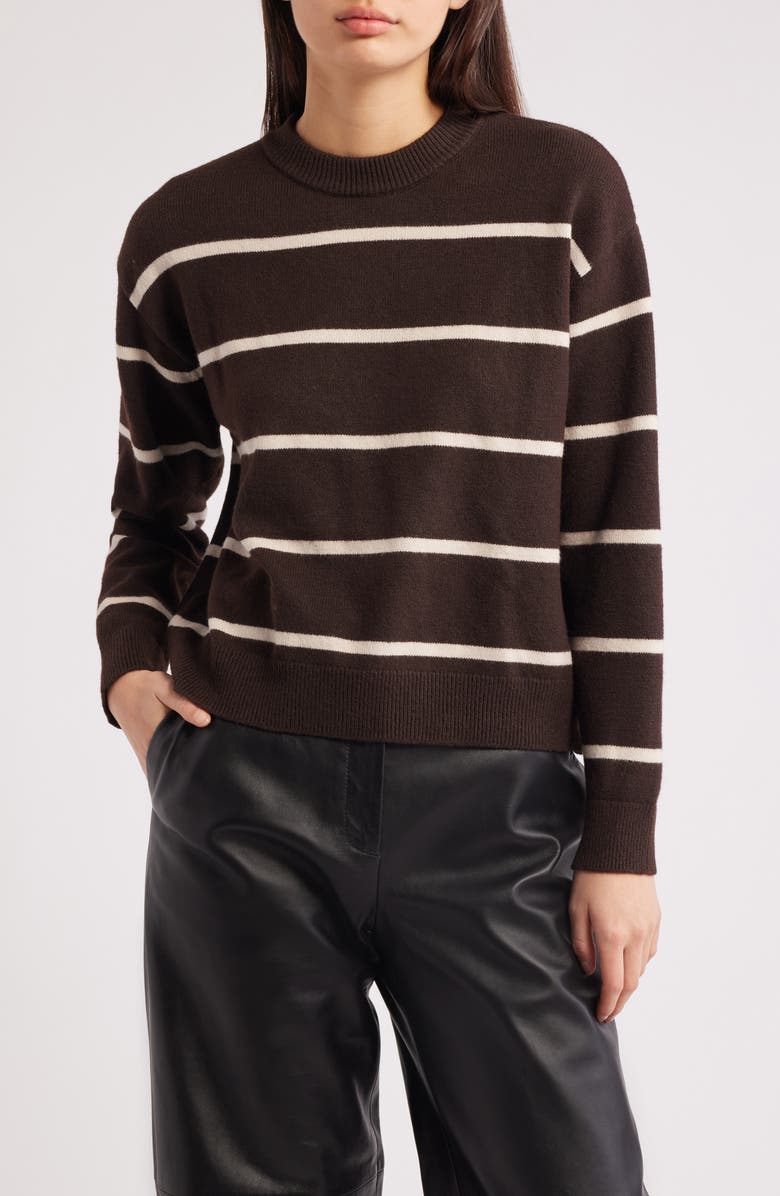MANGO Marina Stripe Sweater, Main, color, Chocolate