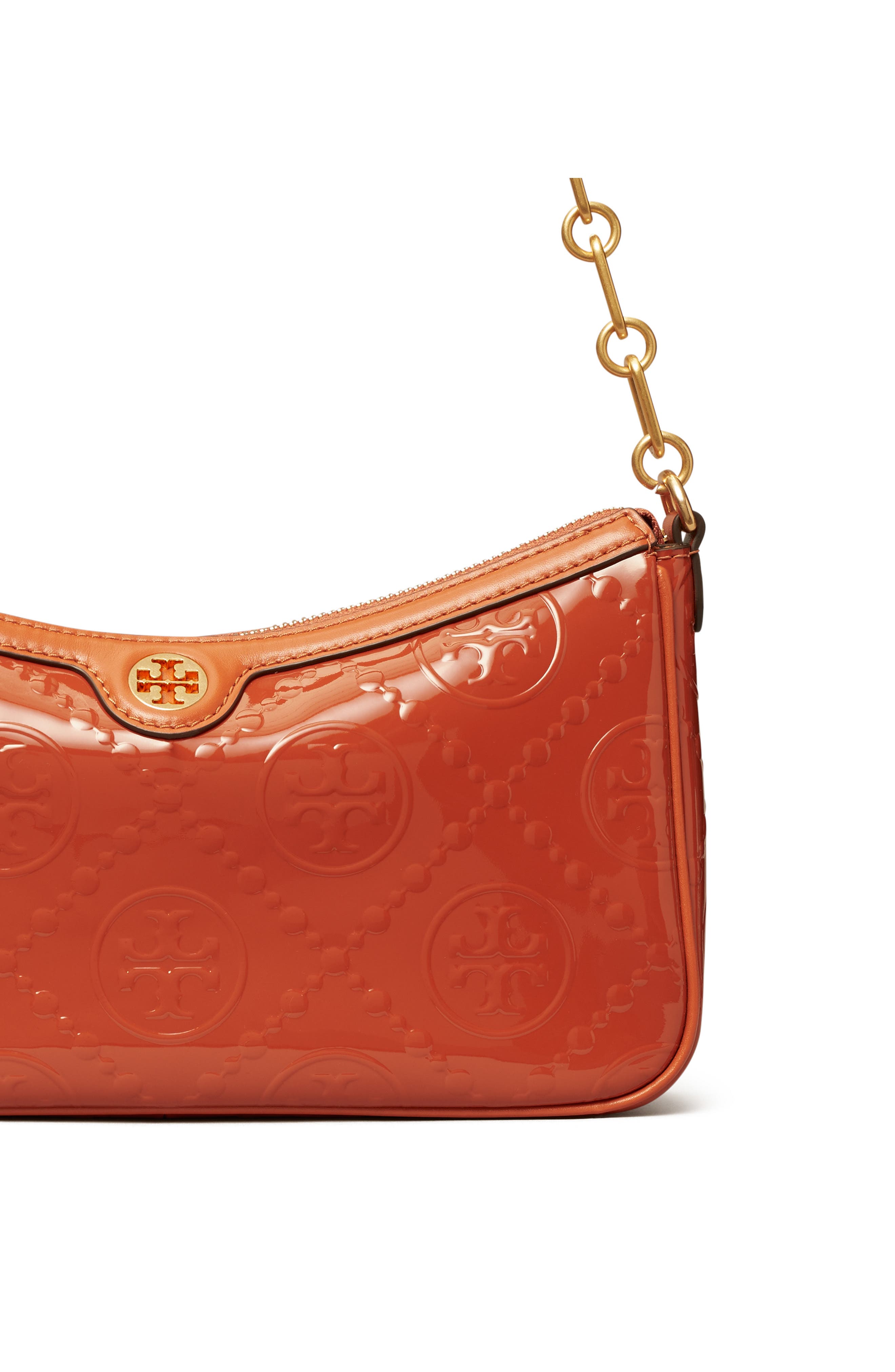 T Monogram Embossed Patent Leather Studio Bag, Alternate, color, SPRING SPICE