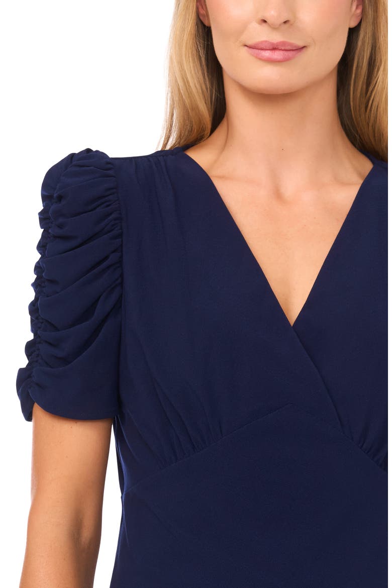 Puff Sleeve Crepe Top, Alternate, color, CLASSIC NAVY