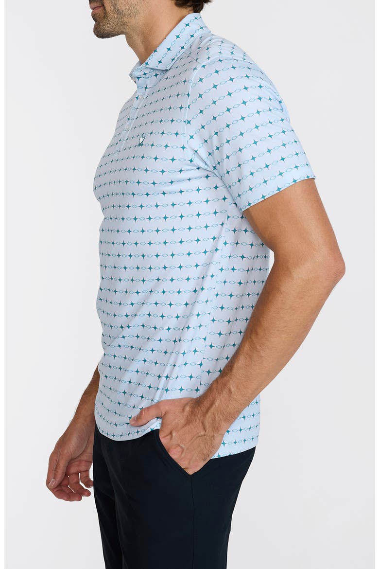 Geo Print Piqué Performance Golf Polo, Alternate, color, SWING CYPHER - BABY BLUE