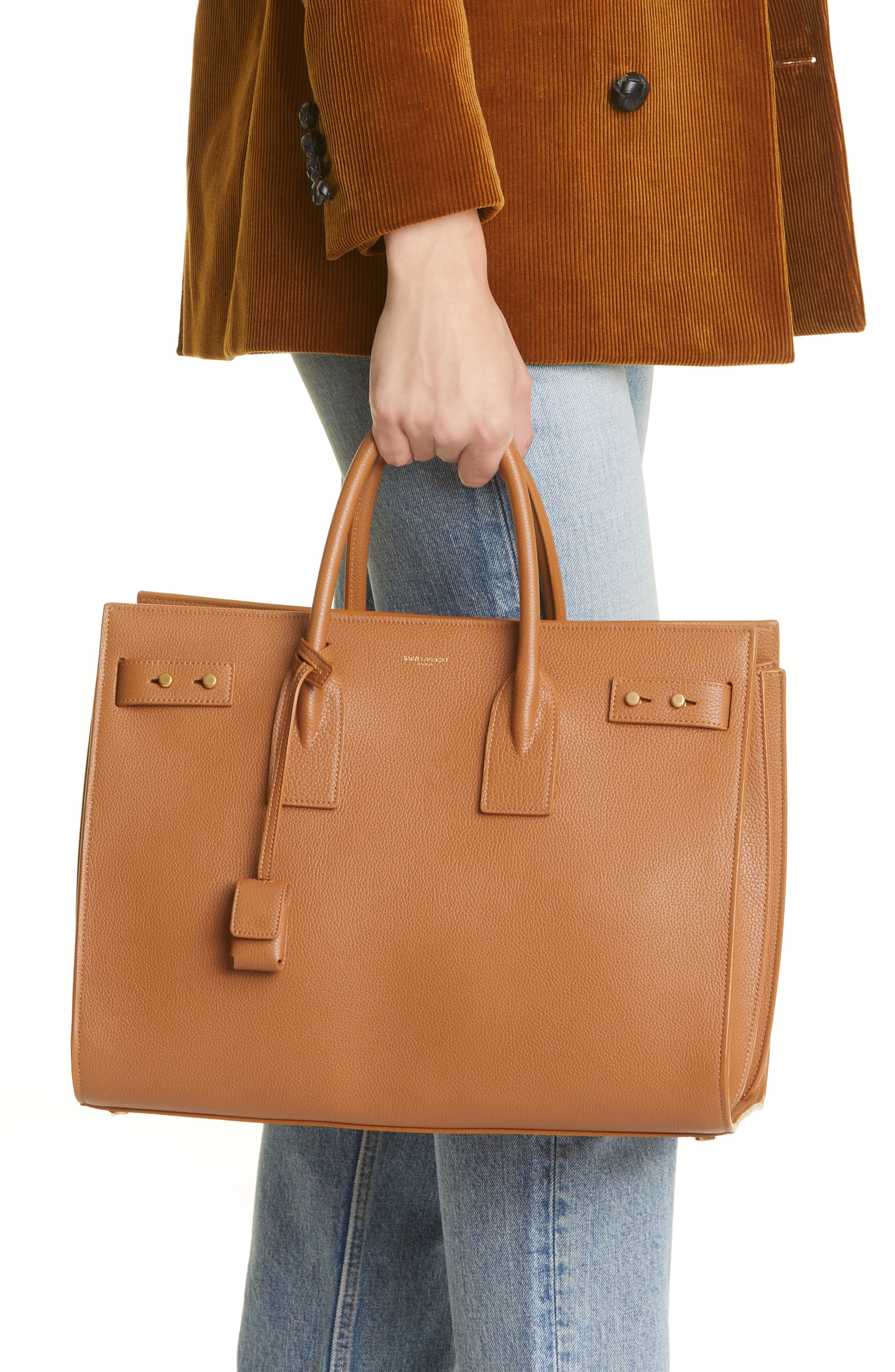 Saint Laurent Medium Sac de Jour Leather Top Handle Bag, Alternate, color, 