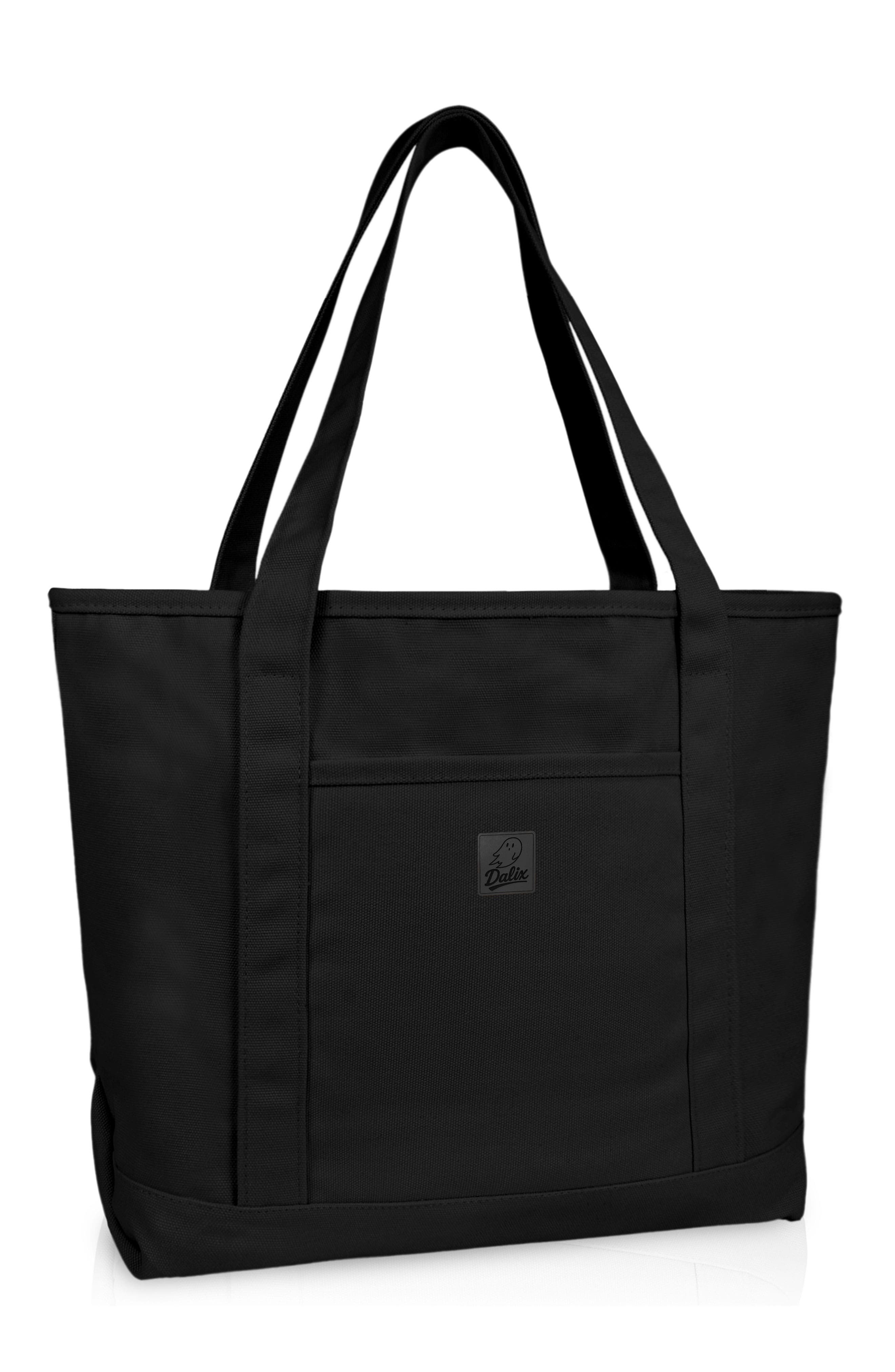 Dalix Ghost 20" Go-To Canvas Tote Bag, Main, color, Black