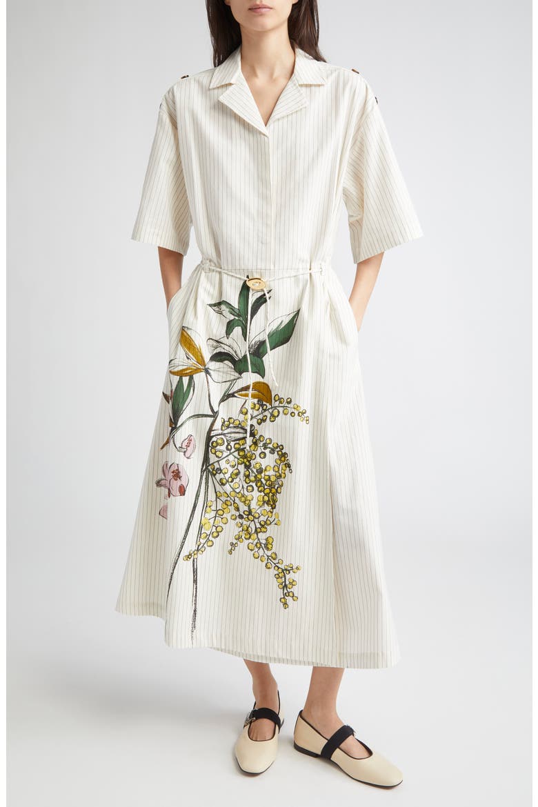 Stripe Workwear Organic Cotton Midi Dress, Main, color, MIMOSA STRIPE