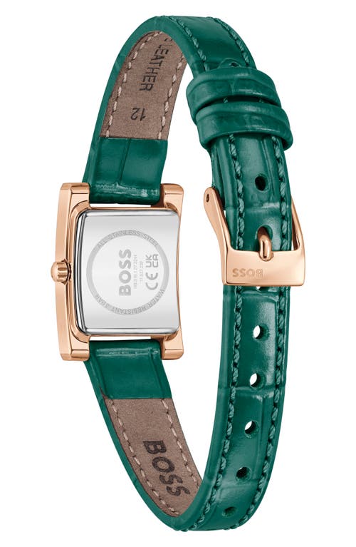 Hugo Boss Boss Lucy Precious Rectangular Watch, 18.5mm In Green