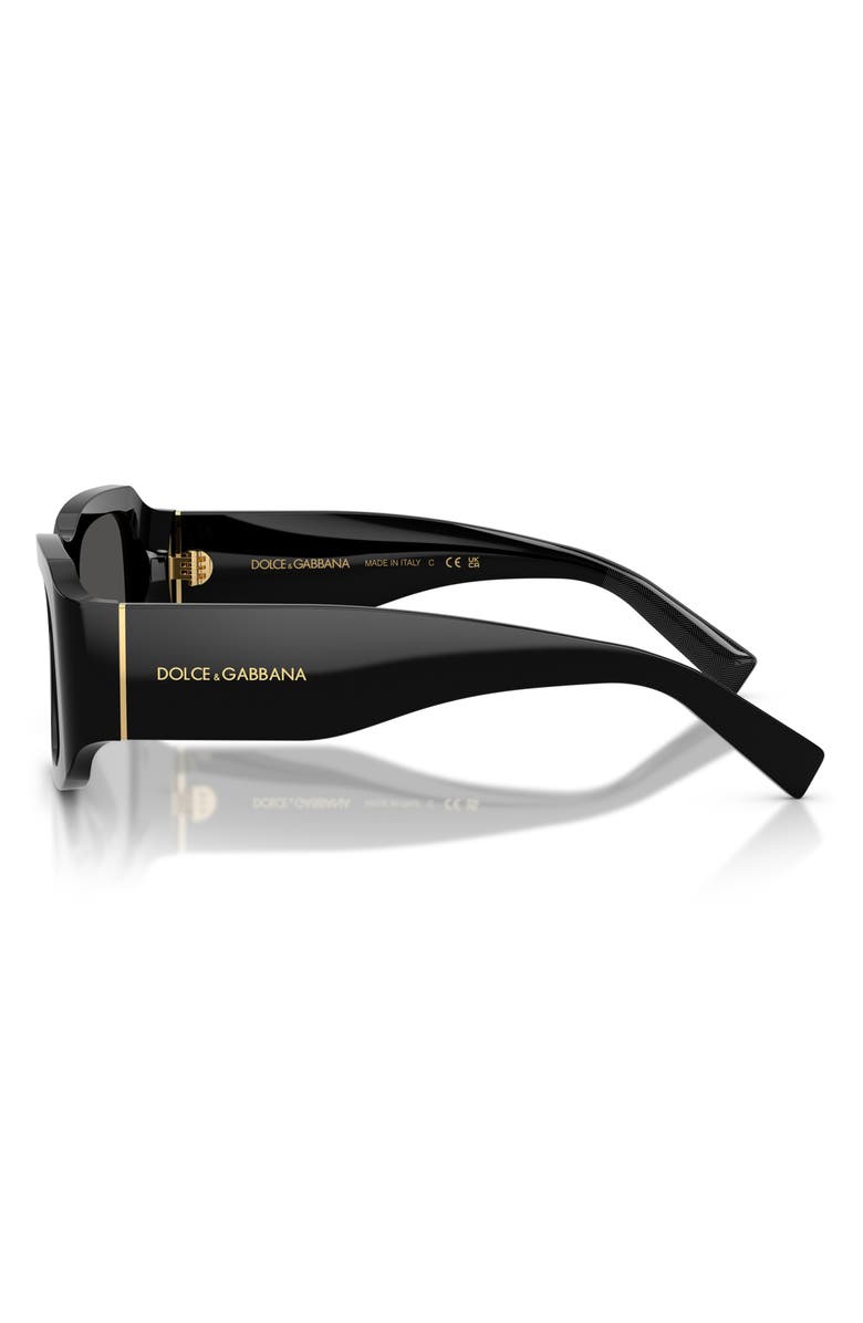 Dolce&Gabbana 57mm Rectangular Sunglasses, Alternate, color, Black / Dark Grey