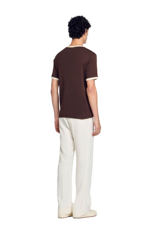 Sandro Cotton Logo T-shirt In Moka.
