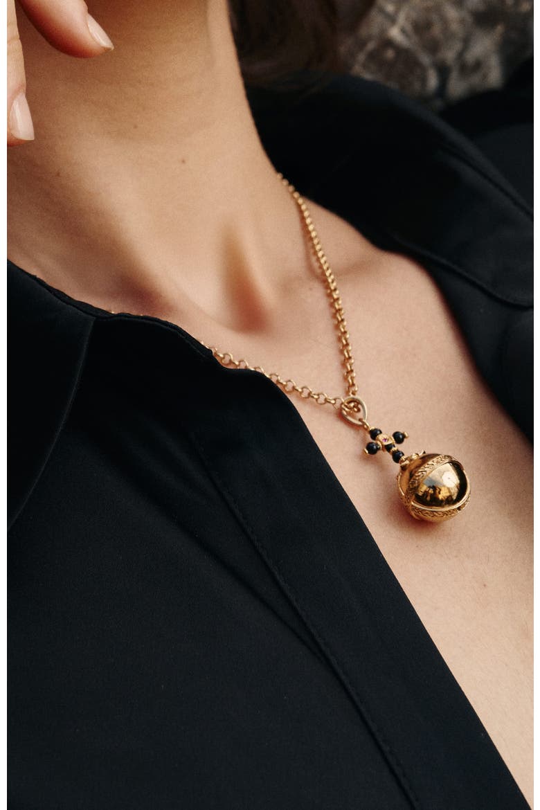 Globus Cruciger Necklace, Alternate, color, Gold & Black