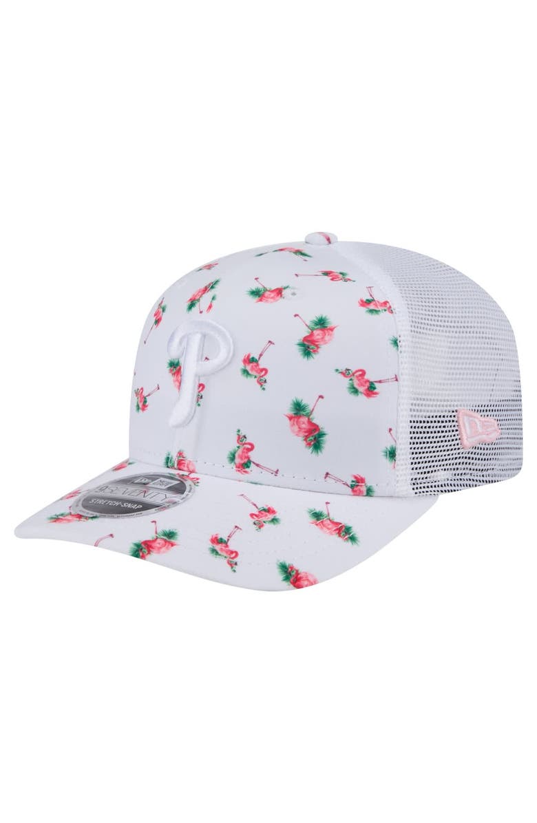 New Era Men's New Era  White Philadelphia Phillies Flamingo Mesh Back 9SEVENTY Stretch-Snap Hat, Main, color, 