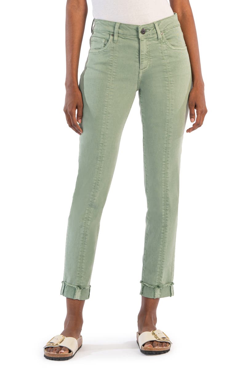 KUT from the Kloth Amy Seamed Mid Rise Crop Slim Jeans, Main, color, Eucalyptus