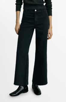 MANGO Catherin Raw Hem High Waist Wide Leg Culotte Jeans