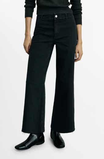 MANGO Catherin Raw Hem High Waist Wide Leg Culotte Jeans