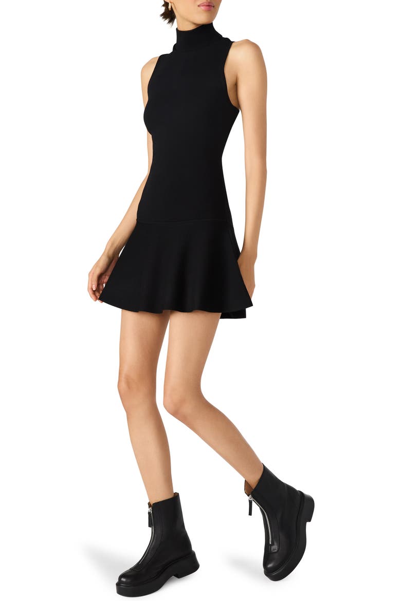 Breslin Turtleneck Sleeveless Sweater Minidress, Alternate, color, BLACK