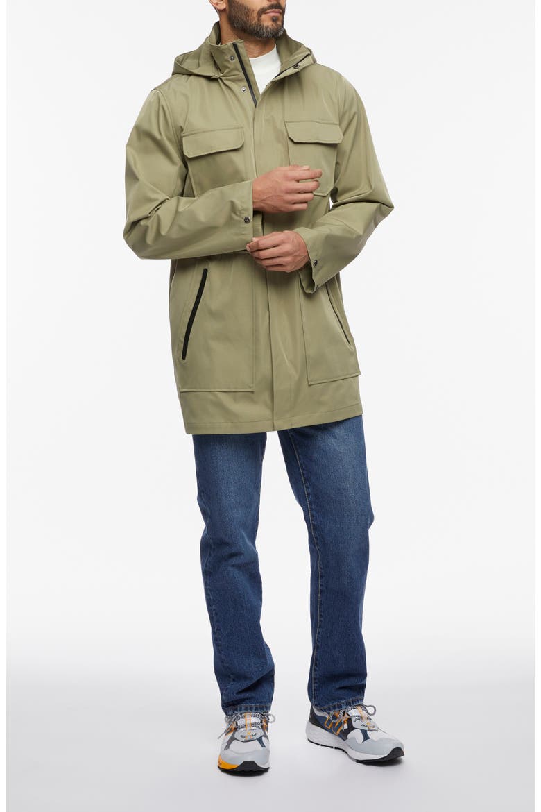 Tech Water Resistant Raincoat, Alternate, color, OLIVE RUST