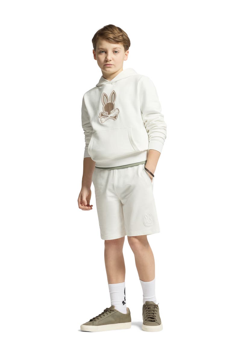 Psycho Bunny Kids' Levanzo Embroidered Shorts, Alternate, color, Ecru