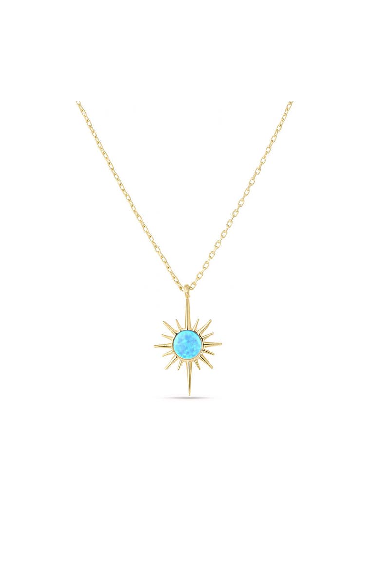 Spero London Blue Opal Northernstar Sterling Silver Pendant Necklace, Main, color, Gold