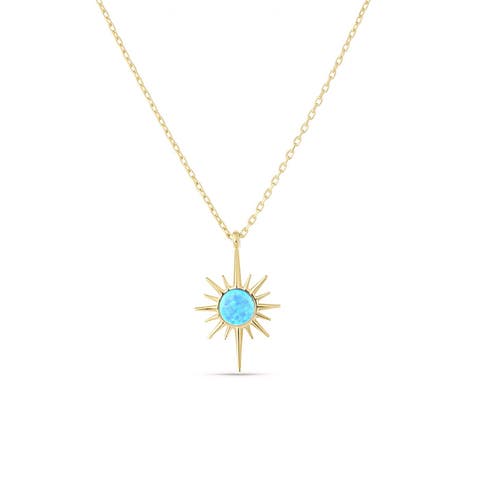 Blue Opal Northernstar Sterling Silver Pendant Necklace