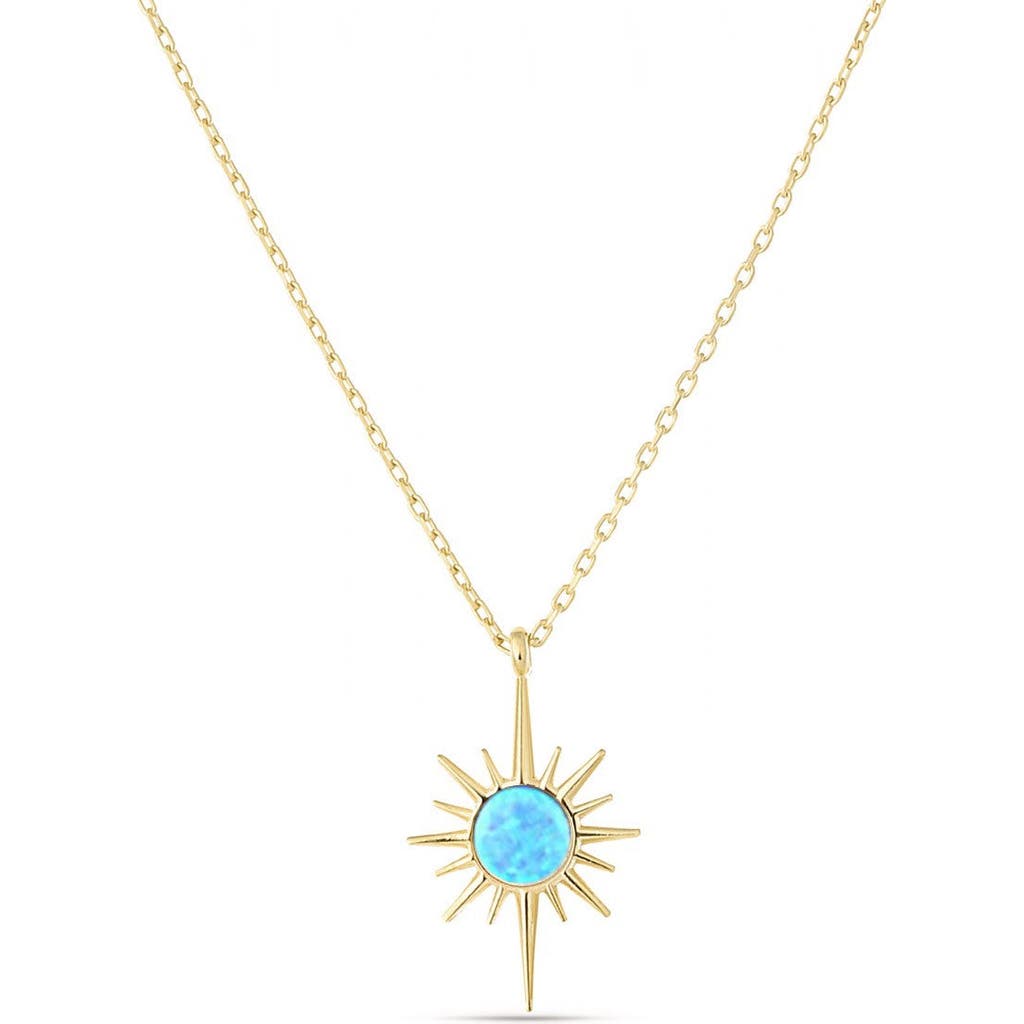 Spero London Blue Opal Northernstar Sterling Silver Pendant Necklace In Silver