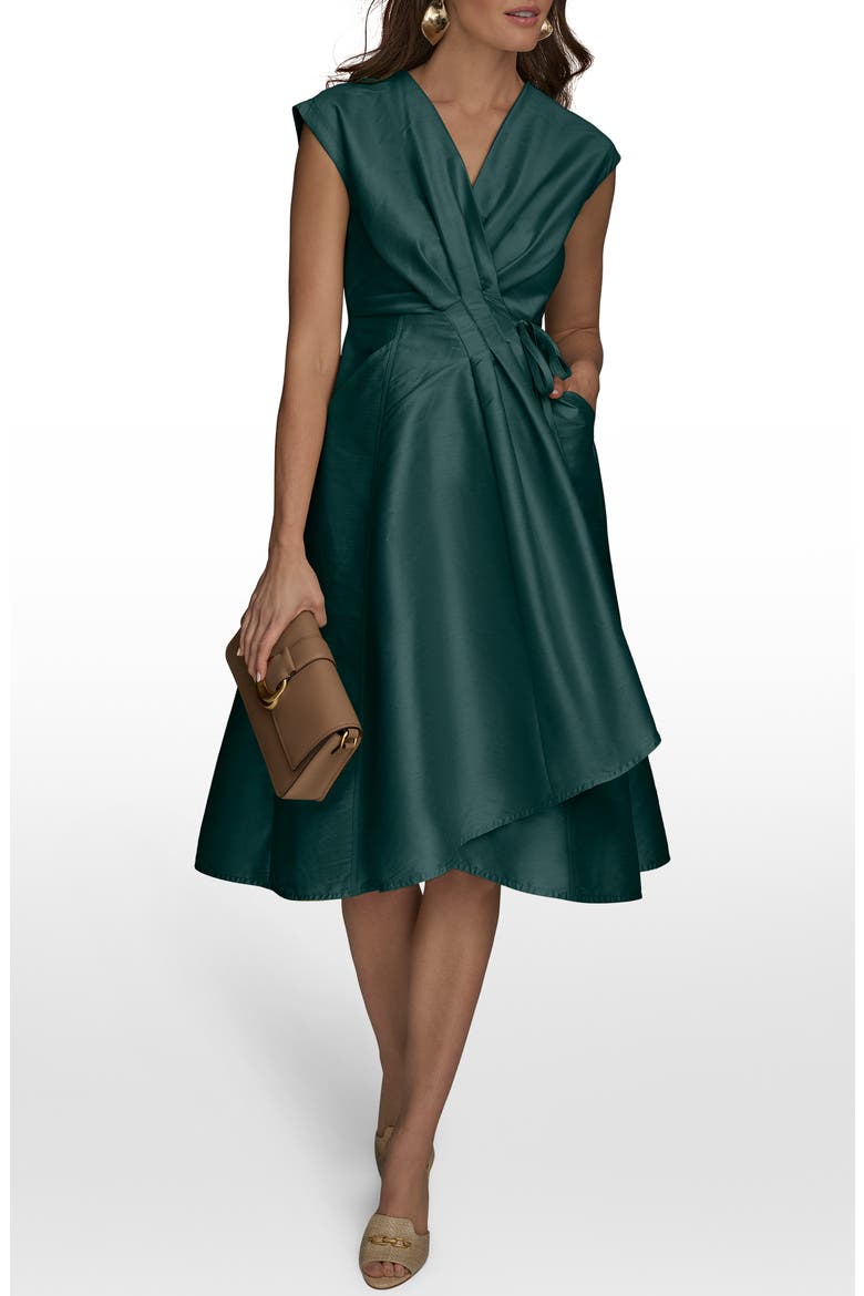 Pleated Wrap Dress, Alternate, color, HUDSON