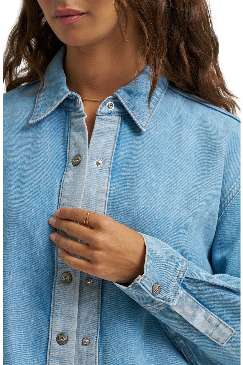 Drapey Contrast Wash Snap-Up Shirt, Alternate, color, LIGHT SUNBEAM