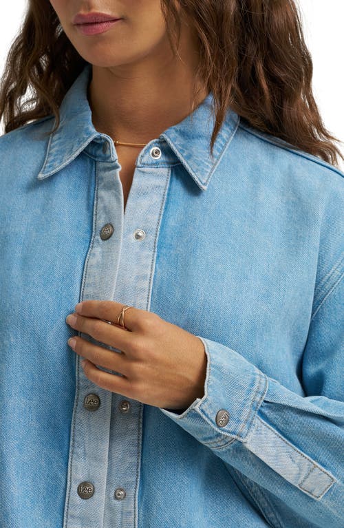 Lee Drapey Contrast Wash Snap-up Shirt In Blue
