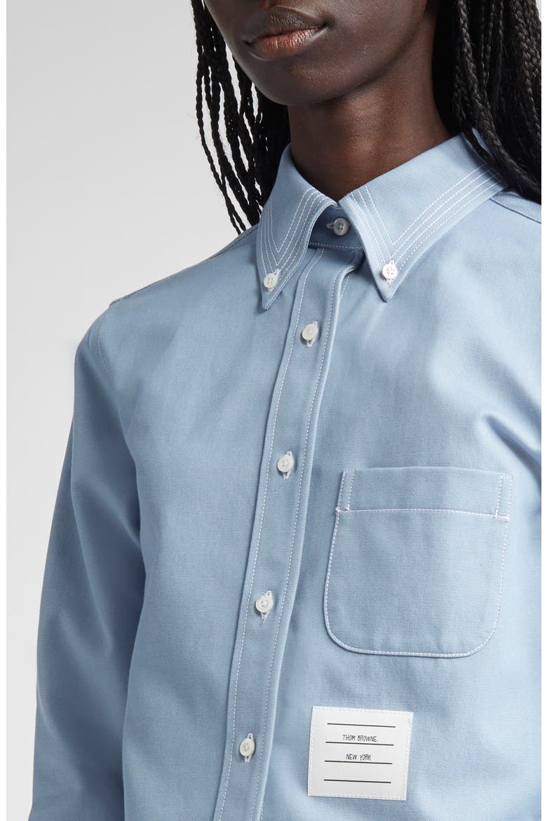 Classic Denim Cropped Button-Down Shirt, Alternate, color, LIGHT BLUE