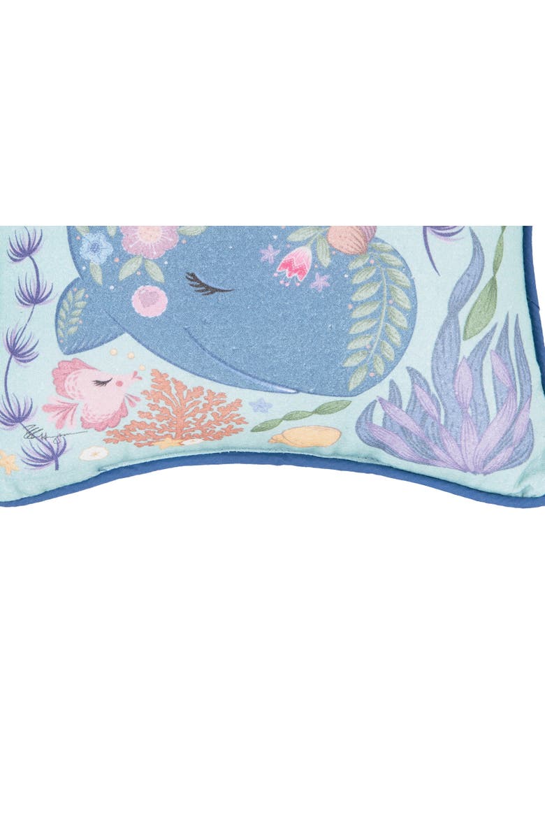 C&F Home Narwhal Coral Printed Cotton Blend Mini Accent Pillow 10" x 10", Alternate, color, Blue