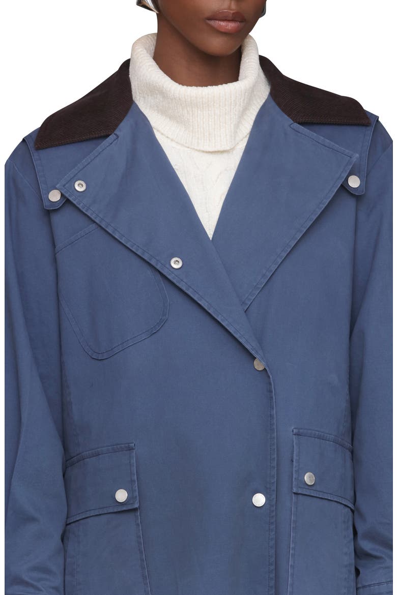 Asymmetric Stretch Cotton Long Coat, Alternate, color, MIDNIGHT