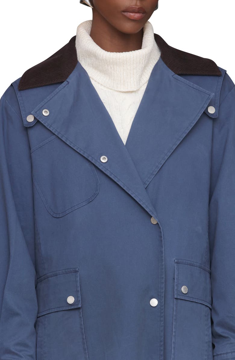 Avec Les Filles Asymmetric Stretch Cotton Long Coat, Alternate, color, Midnight