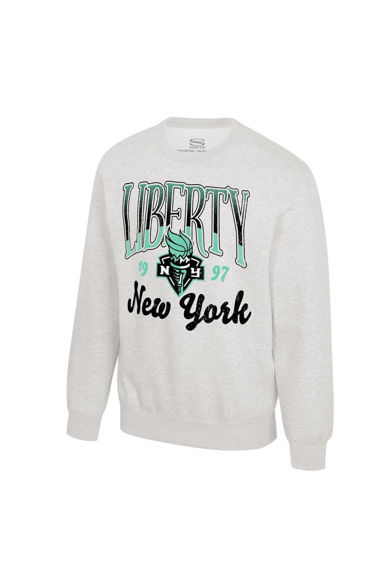 Unisex Stadium Essentials Oatmeal New York Liberty Sky High Fleece Crew Neck Sweatshirt, Alternate, color, Oatmeal