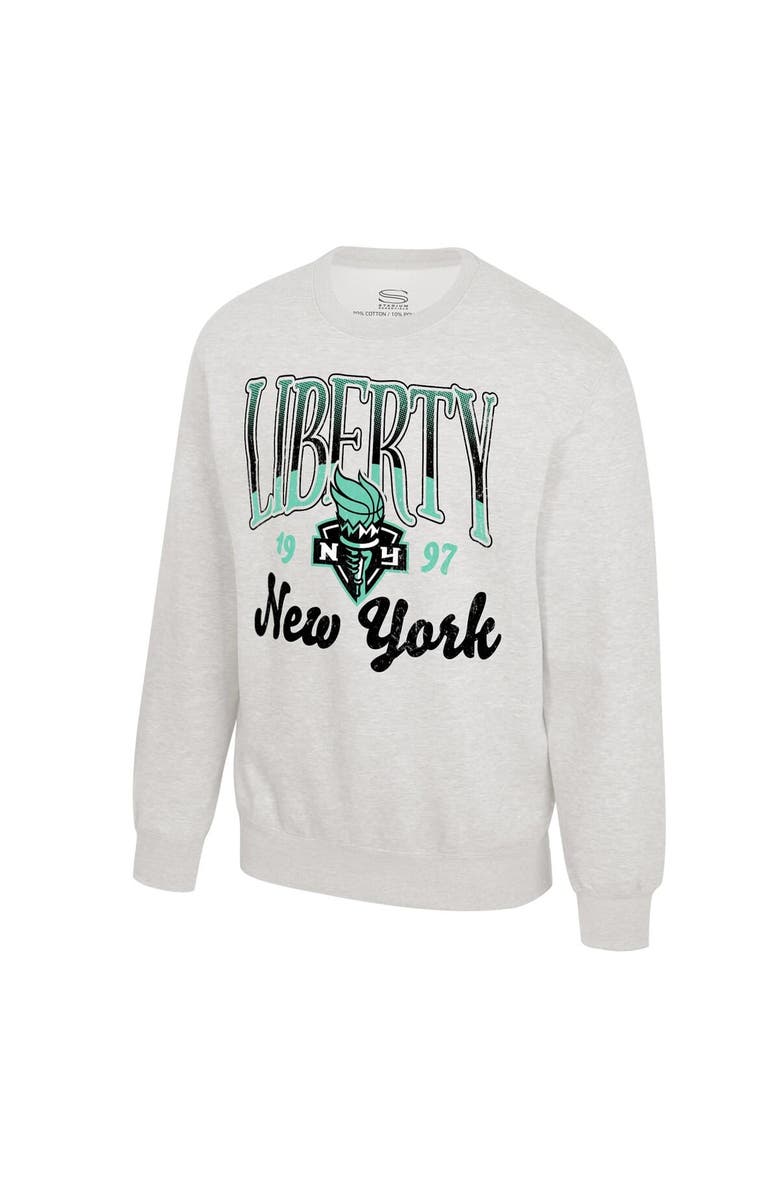 Stadium Essentials Unisex Stadium Essentials Oatmeal New York Liberty Sky High Fleece Crew Neck Sweatshirt, Alternate, color, Oatmeal