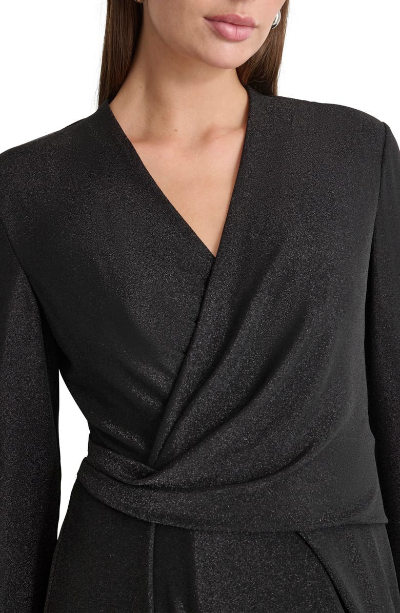 DKNY Long Sleeve A-Line Dress, Alternate, color, Black/ Black