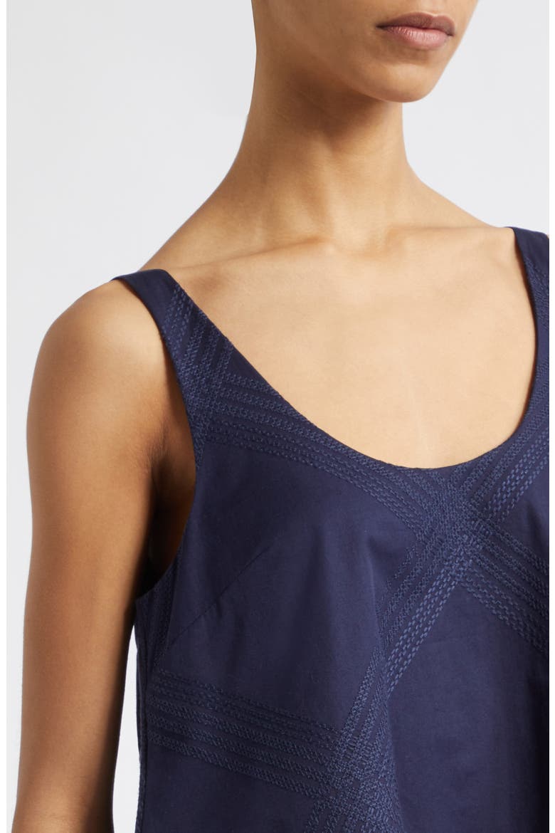 Emery Embroidered Cotton Trapeze Minidress, Alternate, color, DARK NAVY / DARK NAVY