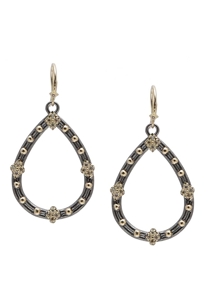 Old World Crivelli Black Diamond Drop Earrings, Main, color, SILVER