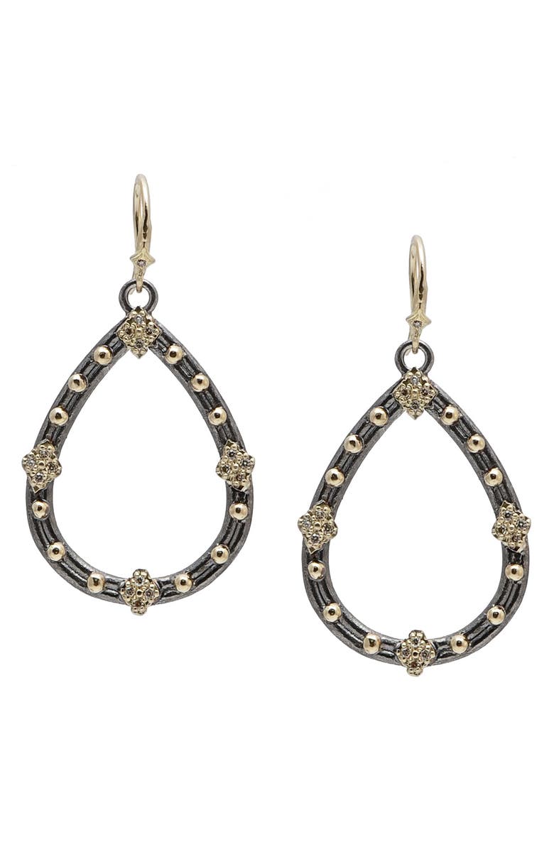 Armenta Old World Crivelli Black Diamond Drop Earrings, Main, color, Silver