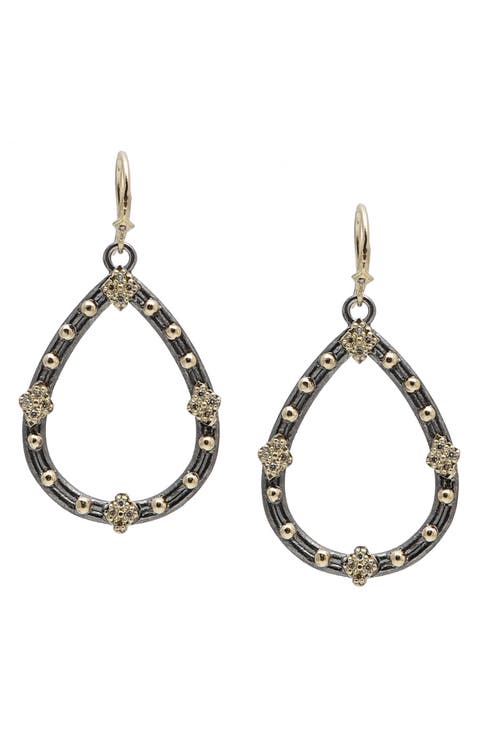 Old World Crivelli Black Diamond Drop Earrings