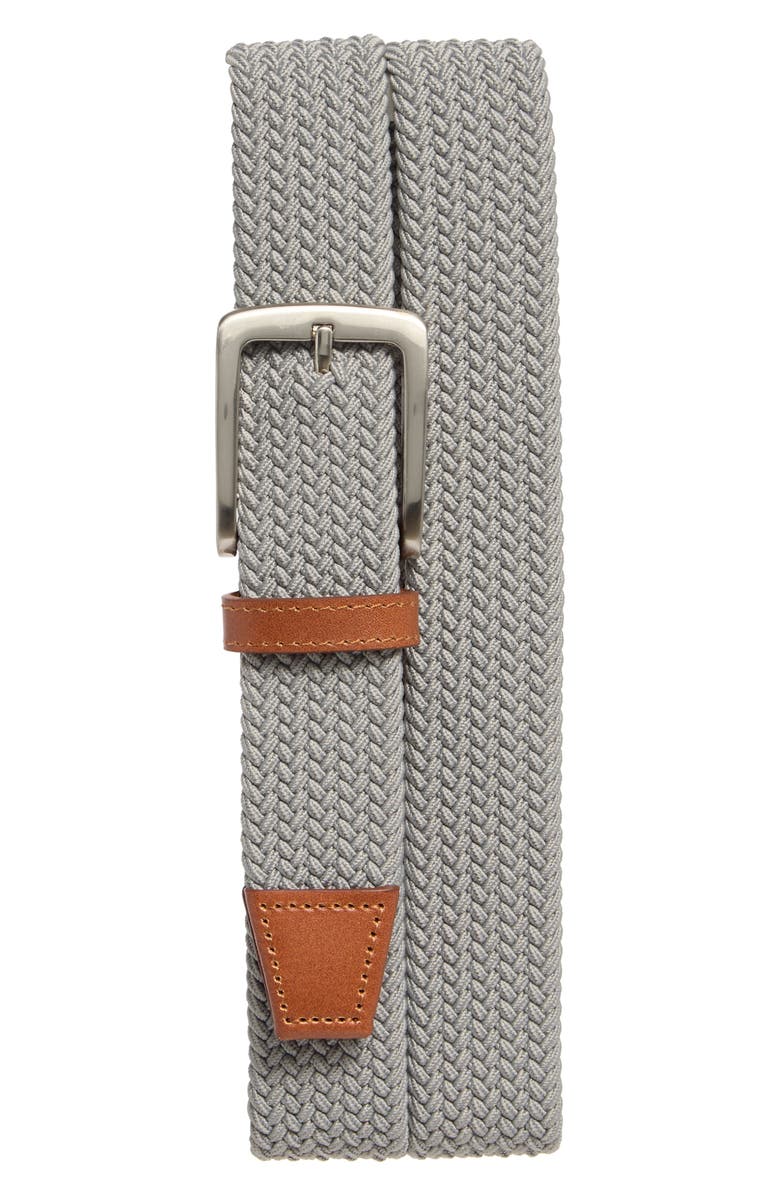 Johnston & Murphy Woven Stretch Belt, Main, color, Grey Knit