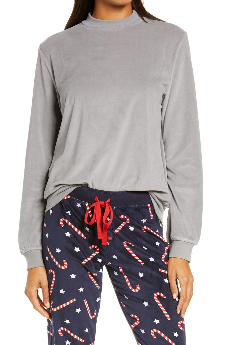 PJ Salvage Silky Velour Mock Neck Top, Main, color,