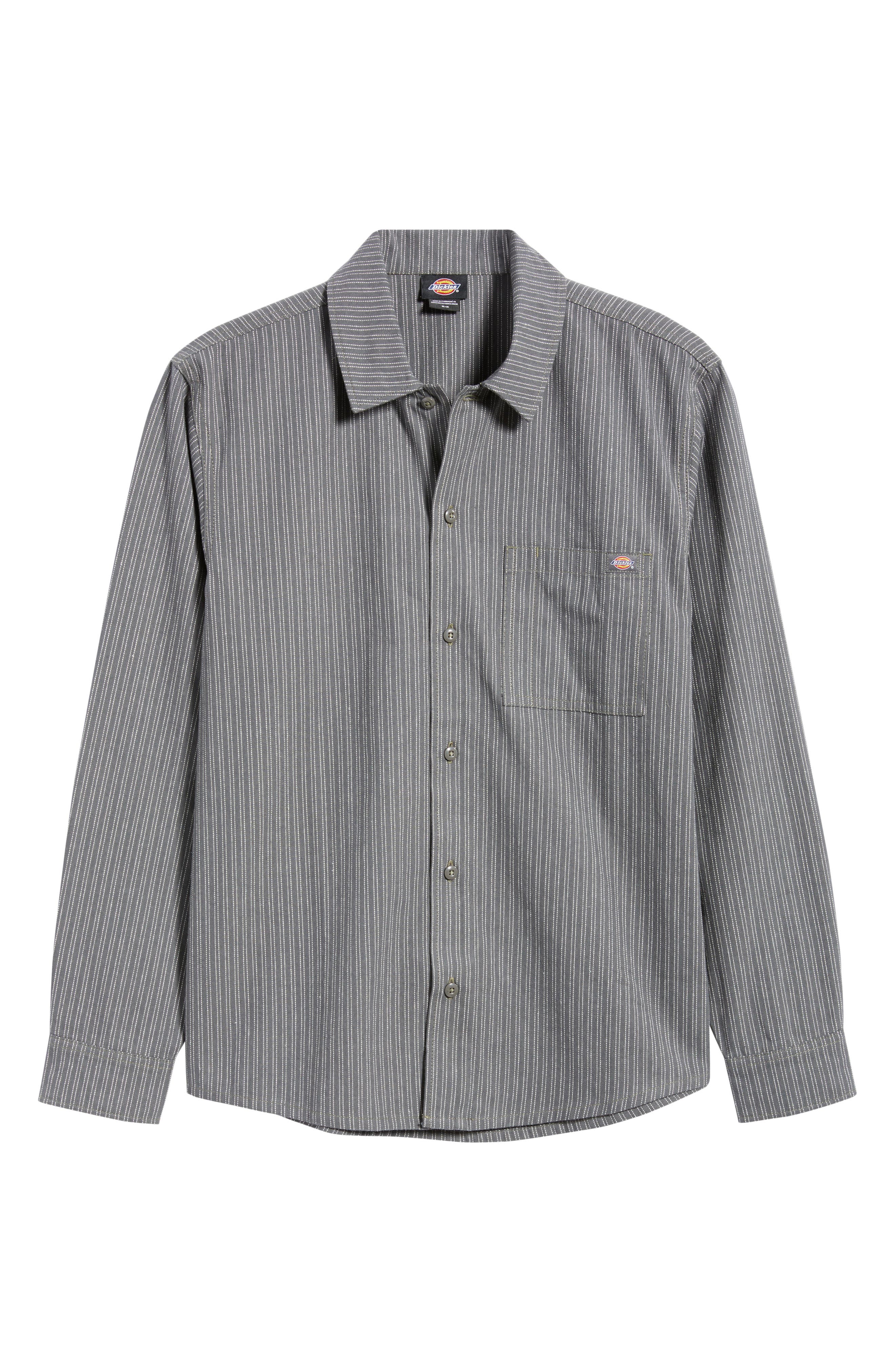 Lima Loose Fit Pinstripe Cotton Twill Button-Up Shirt (Men