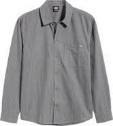 Dickies Lima Loose Fit Pinstripe Cotton Twill Button-Up Shirt