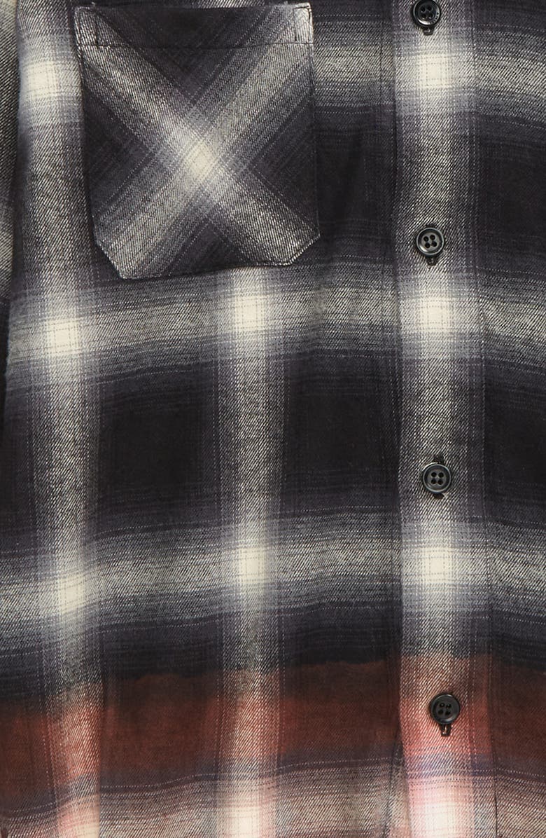 AMIRI Kids' Ombré Plaid Button-Up Shirt, Alternate, color, Black