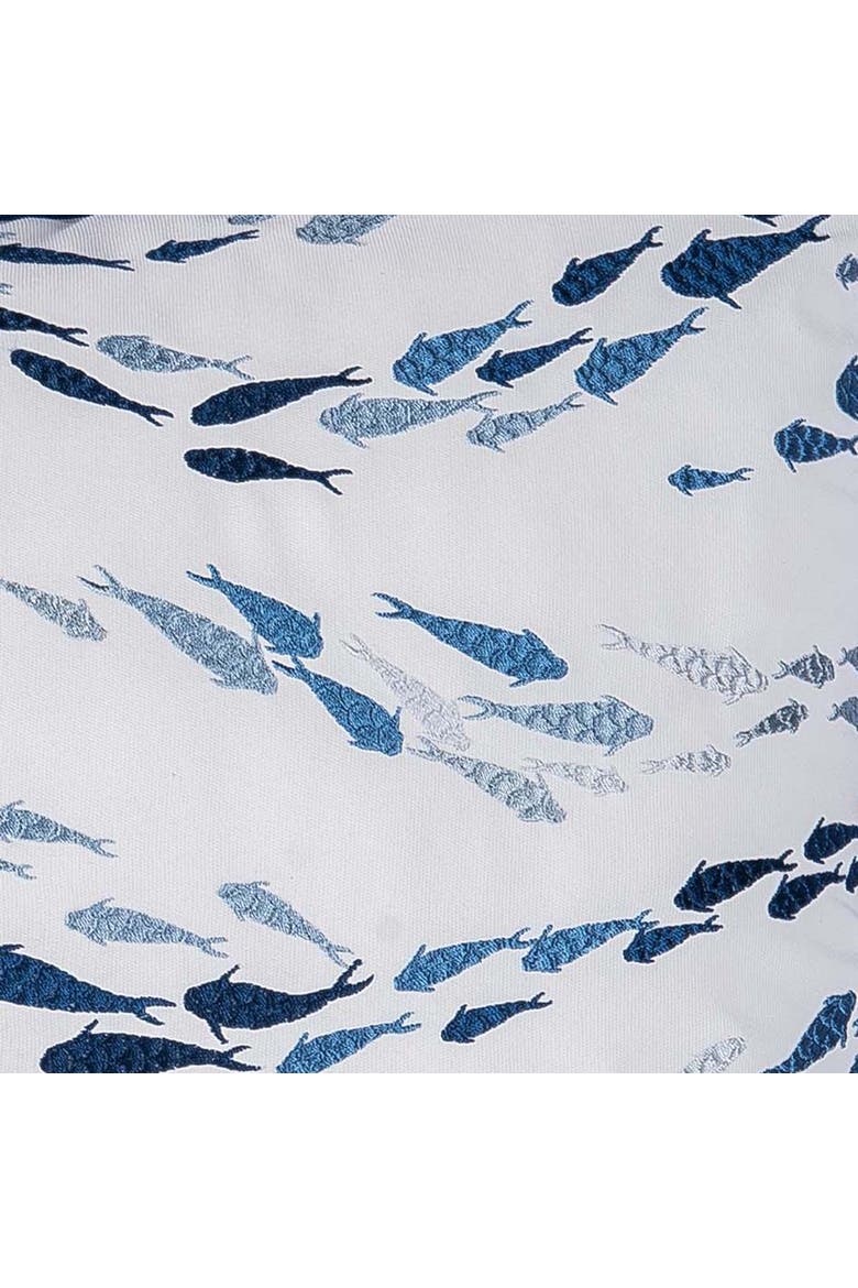 Making Waves School of Fish Coastal Embroidered Lumbar Throw Pillow, 12" x 21", Alternate, color, Blue