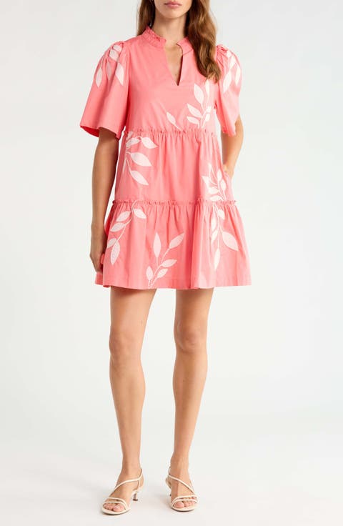 Dixie Split Neck Cotton Shift Dress