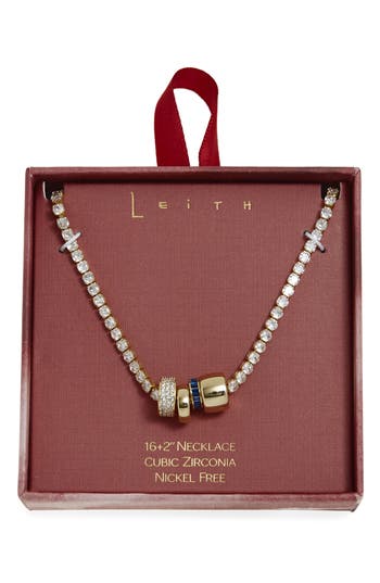 Leith Cubic Zirconia Rondelle Tennis Necklace In Gold
