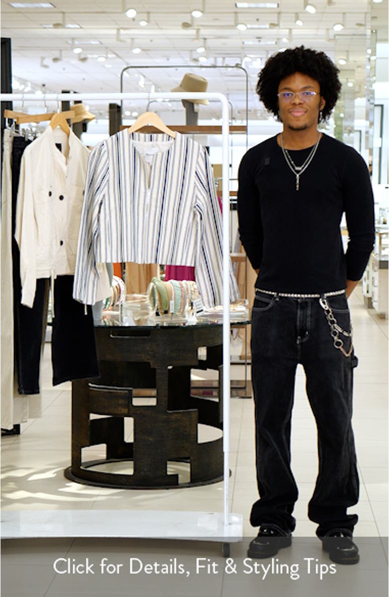 Stripe Crop Cotton & Linen Jacket, sales video thumbnail