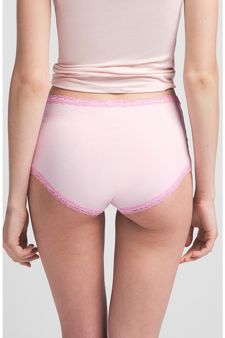 Lightweight Stretch Cotton Lace Boyshorts, Alternate, color, Z/DNUCHERRY BLOSSOMDNU