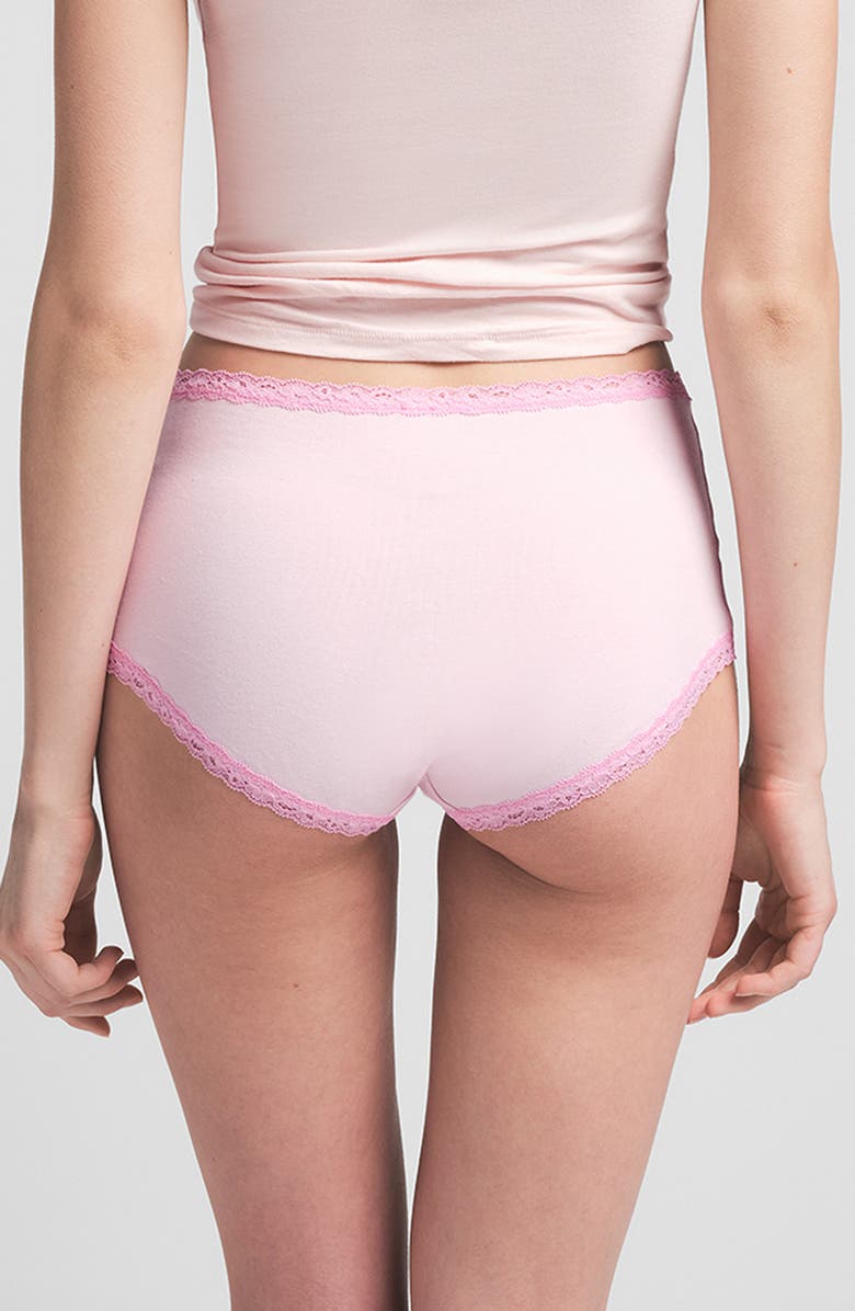 SKIMS Lightweight Stretch Cotton Lace Boyshorts, Alternate, color, Z/Dnucherry Blossomdnu